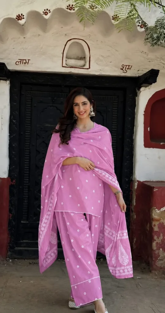 Pink Cotton Kurti 3 SET (M)